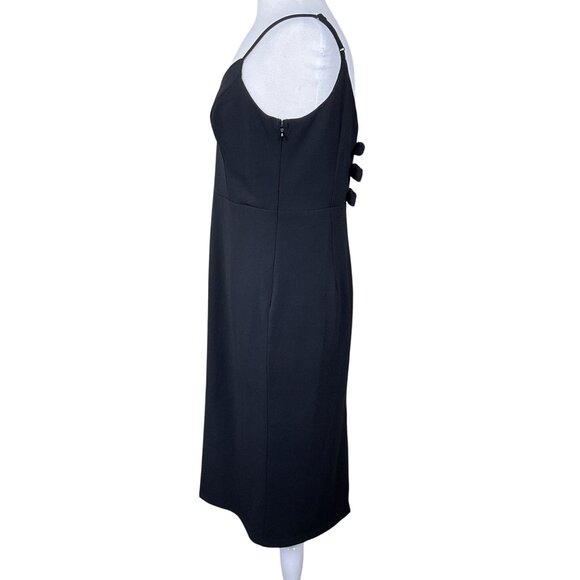 Lulus You're A Gift Back Bow Black Lined Bodycon Midi Slip Dress XL Side Zip - Picture 7 of 10